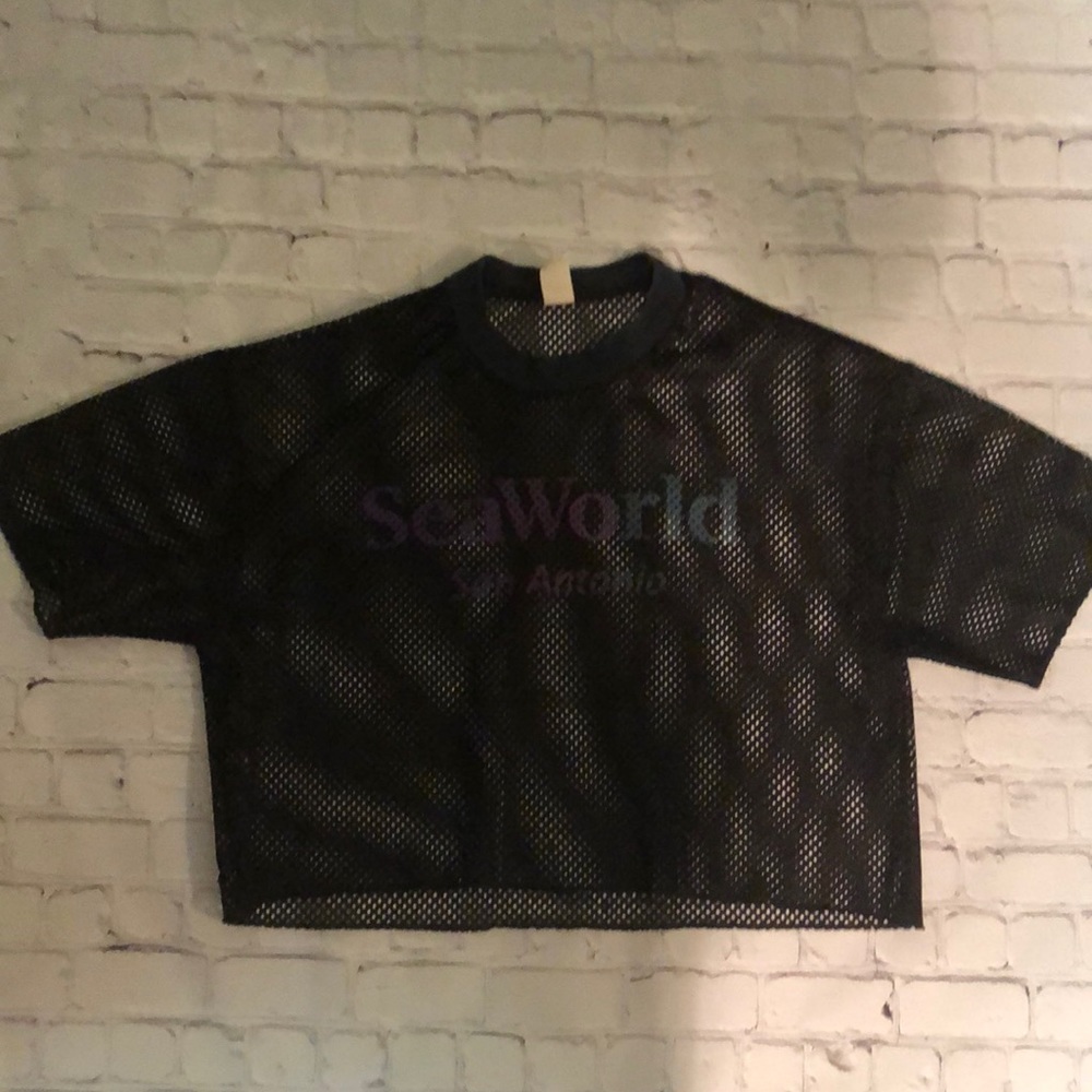 Vintage 1990s Sea World Mesh Crop Top